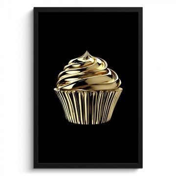 Cuadros enmarcados - Cupcake - Comida - Oro - Negro