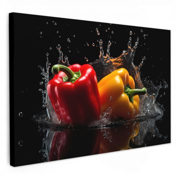 Lienzos decorativos - Pimiento - Agua - Negro - Vegetal - Rojo - Amarillo