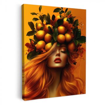 Lienzos decorativos - Mujer - Limones - Flor - Amarillo
