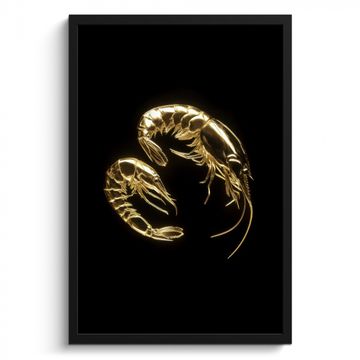 Cuadros enmarcados - Camarones - Negro - Oro - Animales