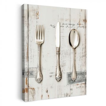 Lienzos decorativos - Plata - Cubiertos - Madera