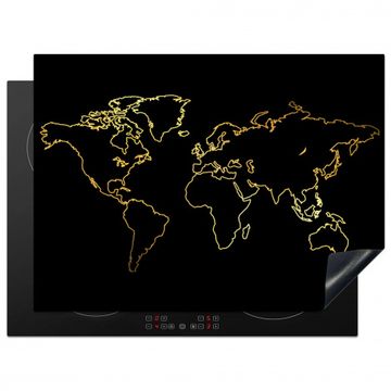 Protector de placa de induccion - Contornos dorados del mundo