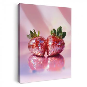 Lienzos decorativos - Disco - Fruta - Purpurina - Fresa