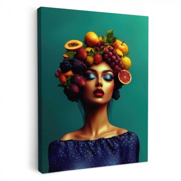 Lienzos decorativos - Mujer - Tocada - Tropical - Fruta - Uvas