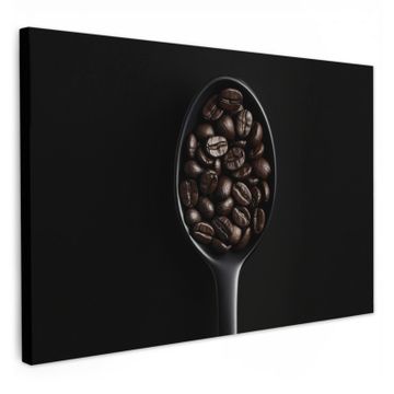 Lienzos decorativos - Café en grano - Cuchara - Negro