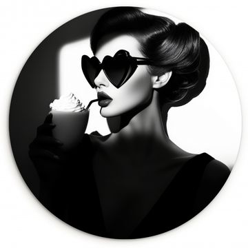 Cuadro redondo - Mujer - Negro - Corazón