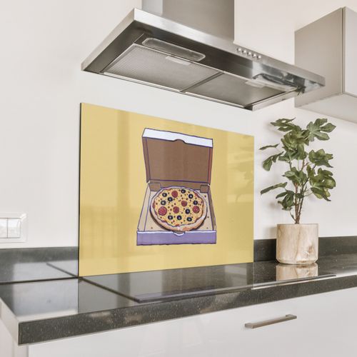 Salpicaderos de cocina - Pizza - Caja - Salami - Ilustración
