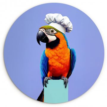 Cuadro redondo - Loro - Gorro de cocinero - Pájaro - Diversión