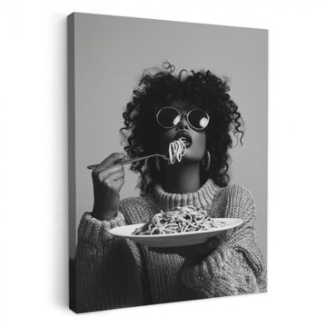 Lienzos decorativos - Mujer - Pasta - Negro - Blanco