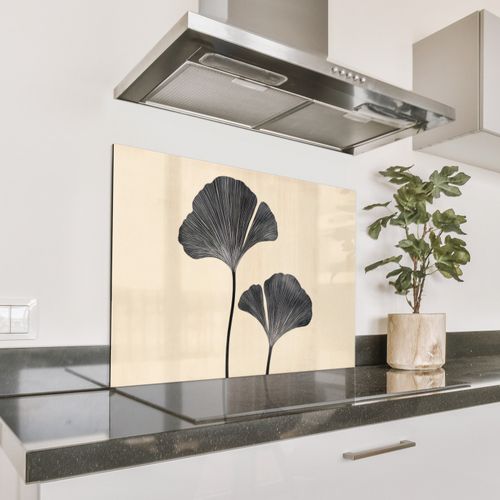 Salpicaderos de cocina - Hojas - Minimalista - Negro