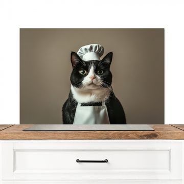 Salpicaderos de cocina - Gato - Ropa de cocinero - Negro - Blanco