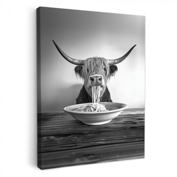 Lienzos decorativos - Highlander escocés - Espaguetis - Animales - Blanco y negro