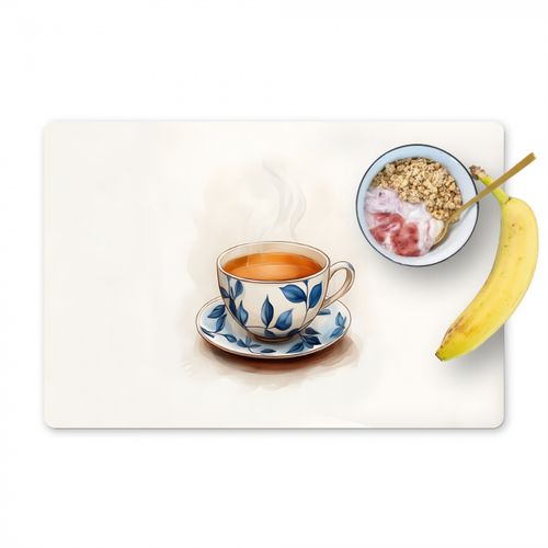 Salvamanteles - Taza de té - Hojas - Azul