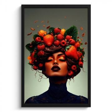 Cuadros enmarcados - Mujer - Chocolate - Frambuesas - Fresas - Galletas