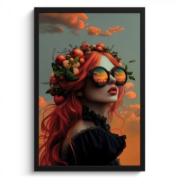 Cuadros enmarcados - Mujer - Corona - Tomate - Albahaca - Gafas de sol