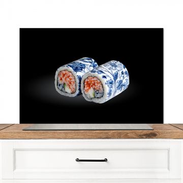 Salpicaderos de cocina - Sushi - Azul de Delft - Arroz - Pescado - Elegante