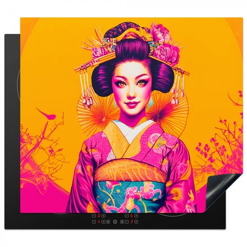 Protector de placa de induccion - Flores - Mujer - Kimono - Rosa
