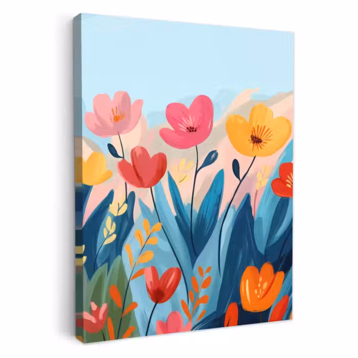 Lienzos decorativos - Ilustración - Flores - Colorido