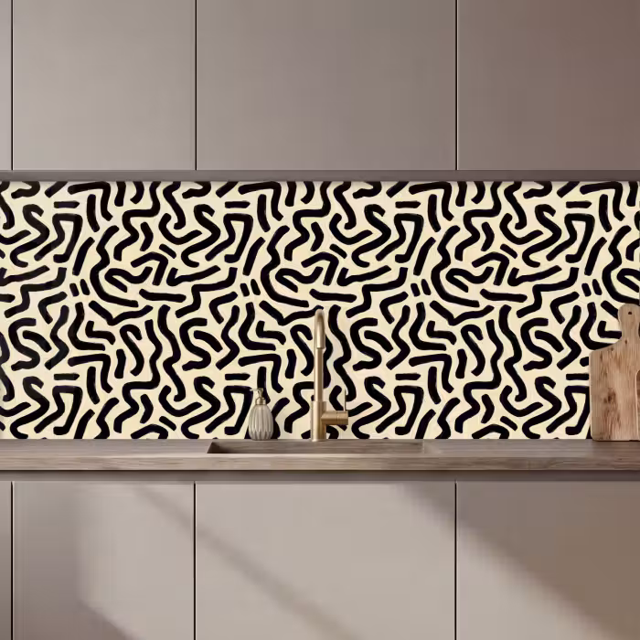 Revestimiento cocina - Abstracto - Líneas - Negro