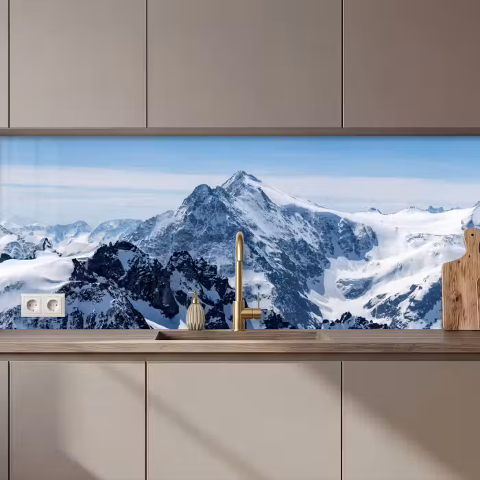 Revestimiento cocina - Paisaje - Montañas - Nieve - Blanco