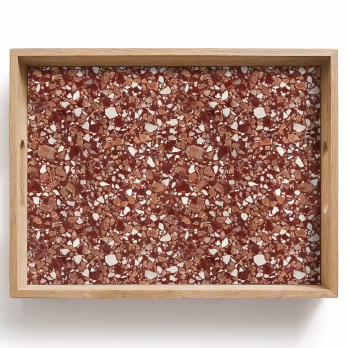 Bandeja - Terrazzo - Estampado - Textura de piedra - Marrón rojizo