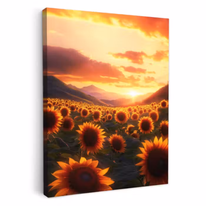 Lienzos decorativos - Girasoles - Atardecer - Paisaje