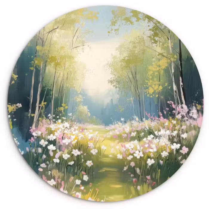 Cuadro redondo - Bosque - Estilo de pintura - Colorido