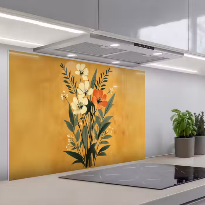 Salpicaderos de cocina - Hojas - Ramo - Amarillo