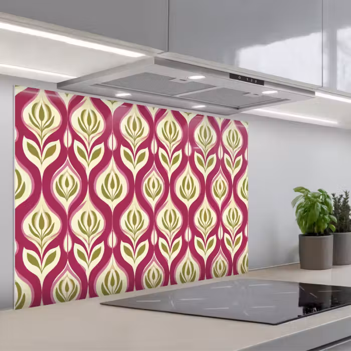 Salpicaderos de cocina - Retro - Floral - Morado