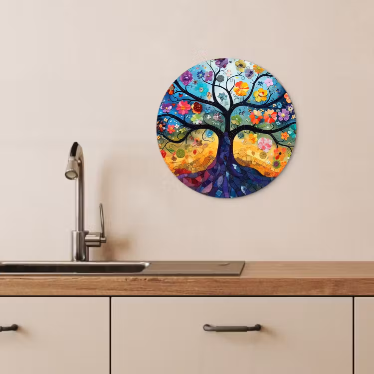 Cuadro redondo - Árbol de la vida en mosaico de colores — 2