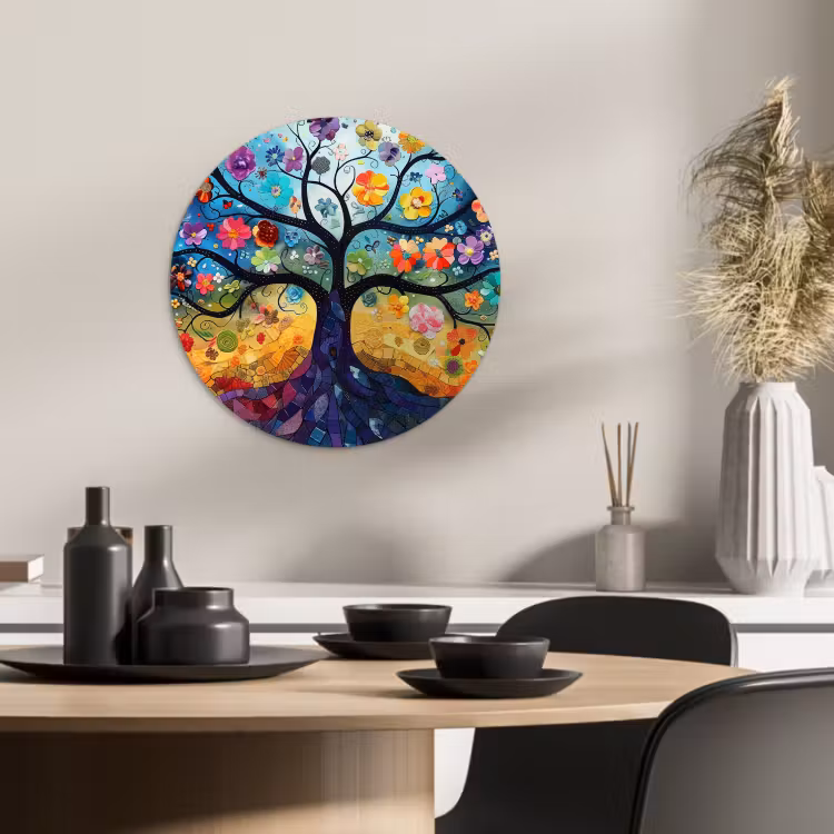 Cuadro redondo - Árbol de la vida en mosaico de colores — 4