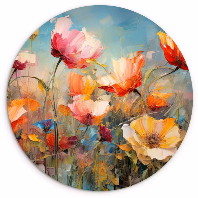 Cuadro redondo - Explosión de color en flor — 2