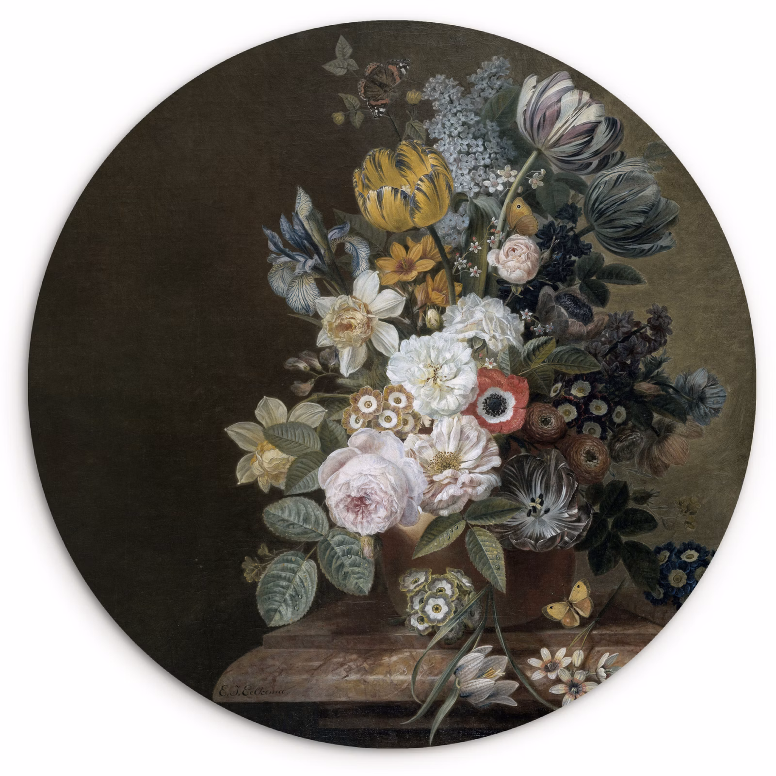 Cuadro redondo - Naturaleza muerta con flores — 1