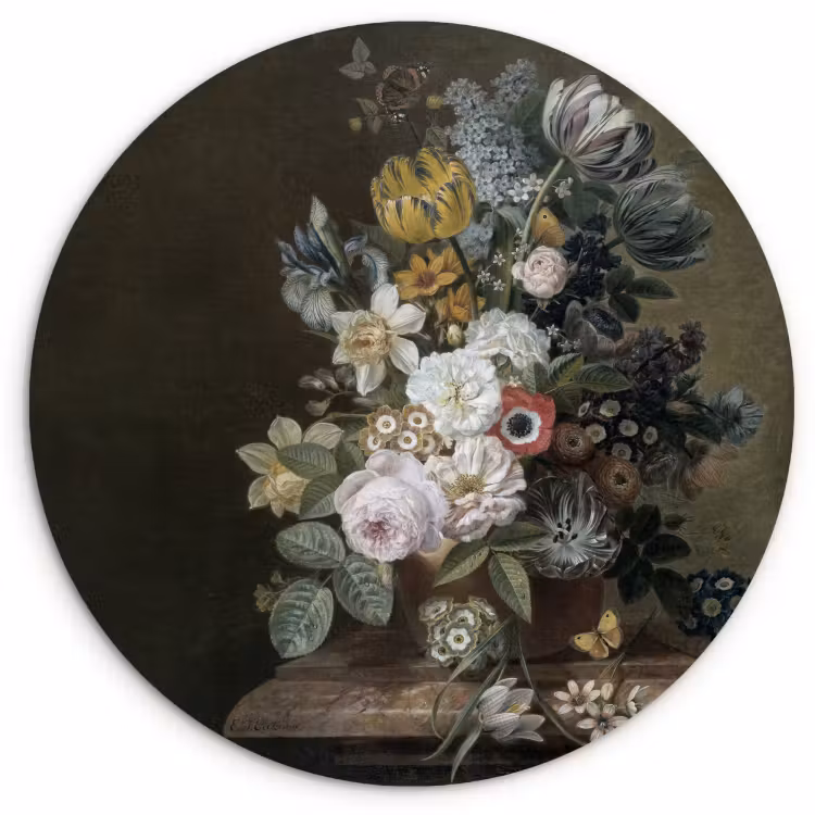 Cuadro redondo - Naturaleza muerta con flores — 1