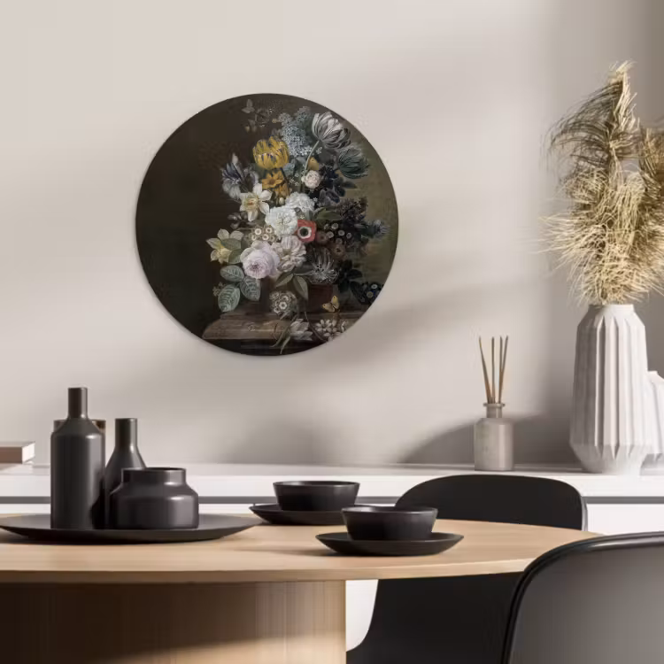 Cuadro redondo - Naturaleza muerta con flores — 3