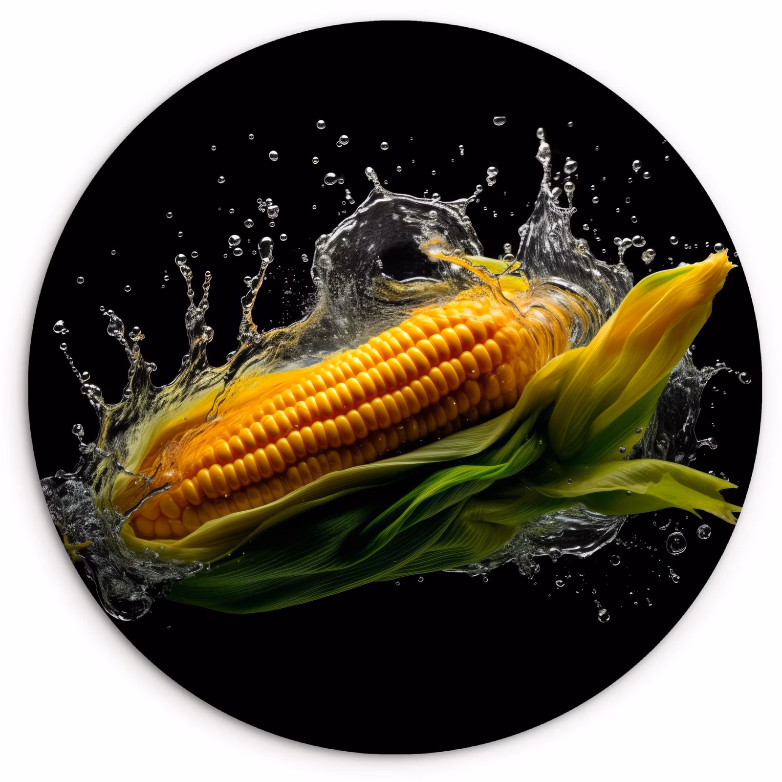 Cuadro redondo - Maíz - Vegetal - Plantas - Negro - Agua — 1