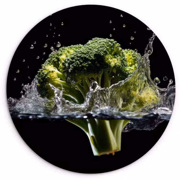 Cuadro redondo - Brócoli - Verde - Agua - Negro — 1