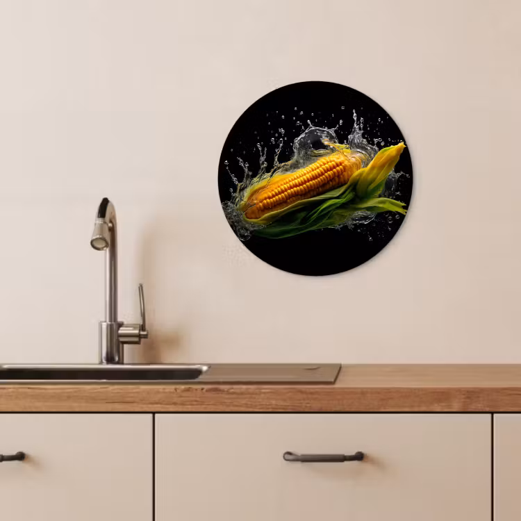 Cuadro redondo - Maíz - Vegetal - Plantas - Negro - Agua — 2
