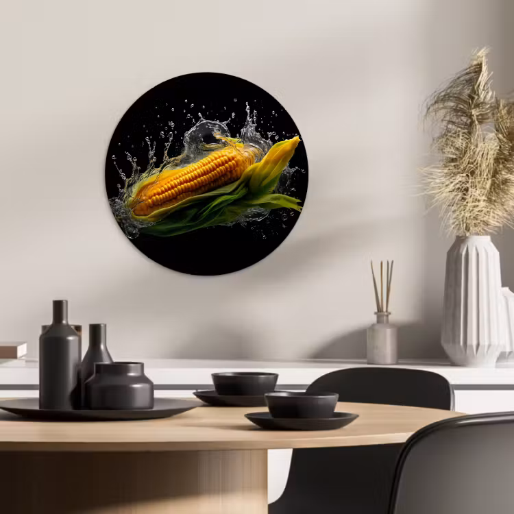Cuadro redondo - Maíz - Vegetal - Plantas - Negro - Agua — 3