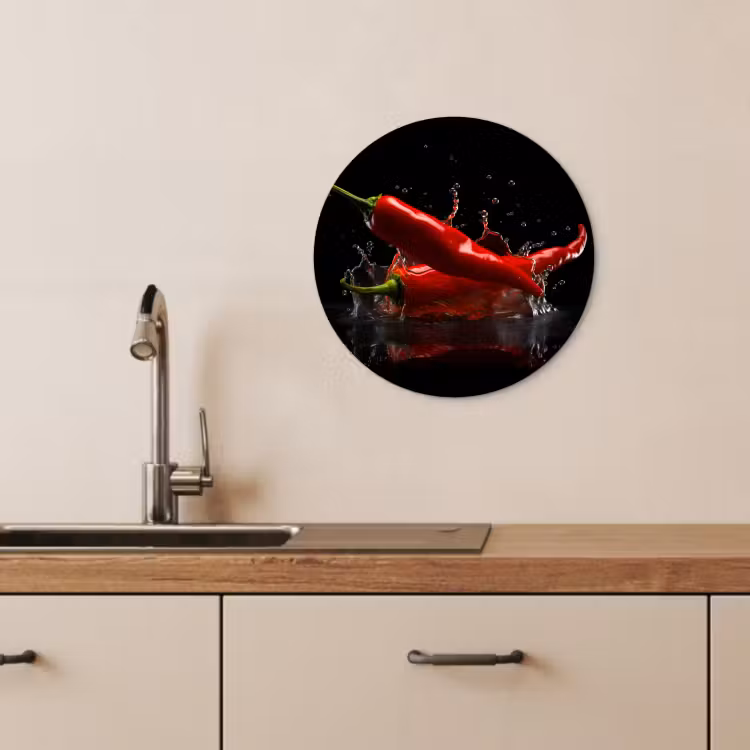 Cuadro redondo - Pimiento - Rojo - Negro - Agua - Vegetal — 3
