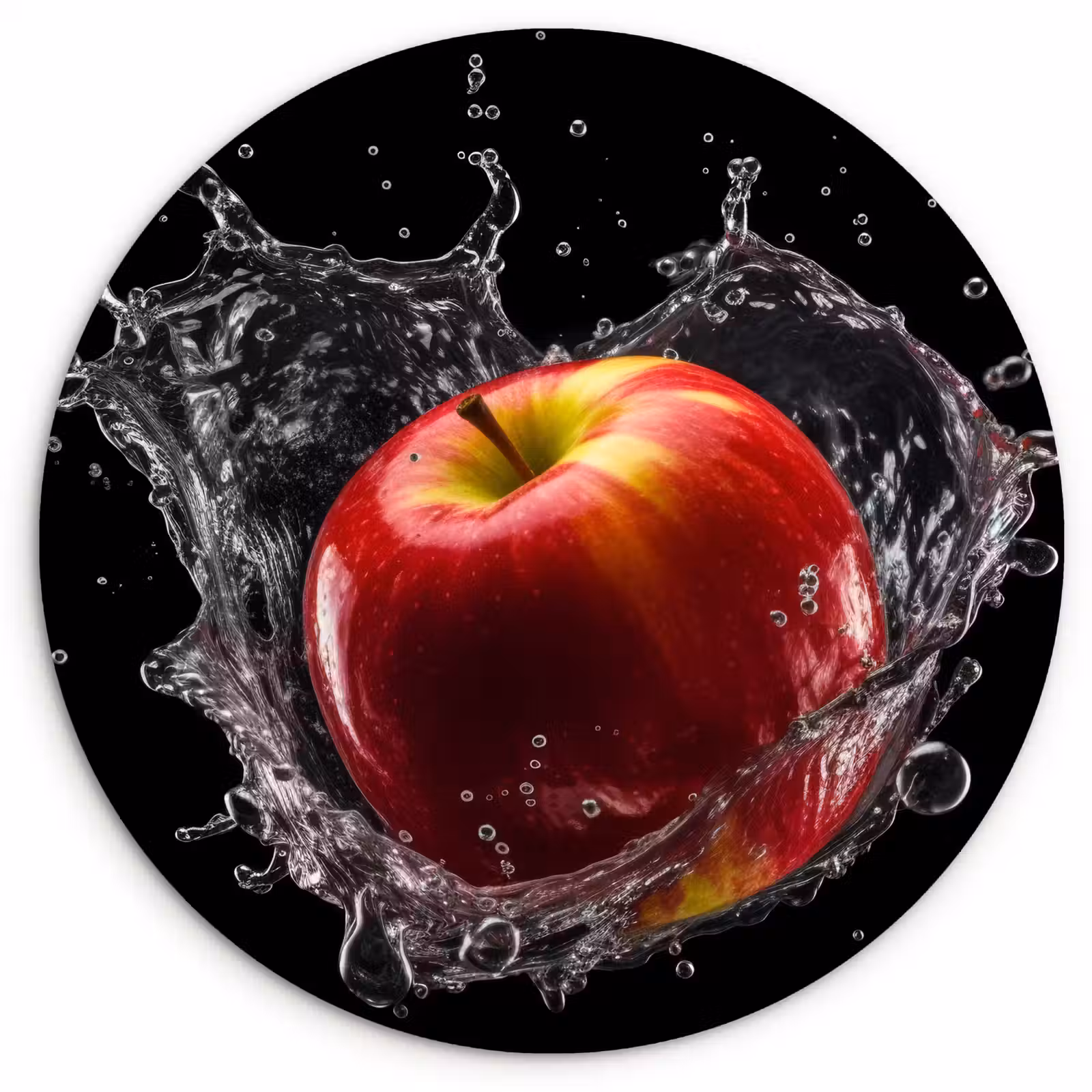 Cuadro redondo - Manzana - Rojo - Agua - Negro - Fruta — 1