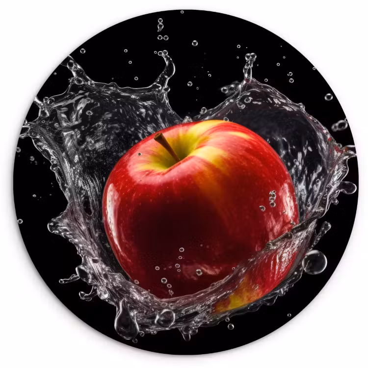 Cuadro redondo - Manzana - Rojo - Agua - Negro - Fruta — 1