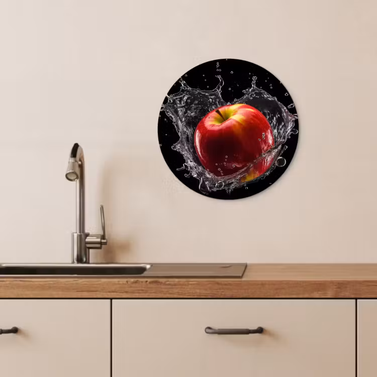 Cuadro redondo - Manzana - Rojo - Agua - Negro - Fruta — 4