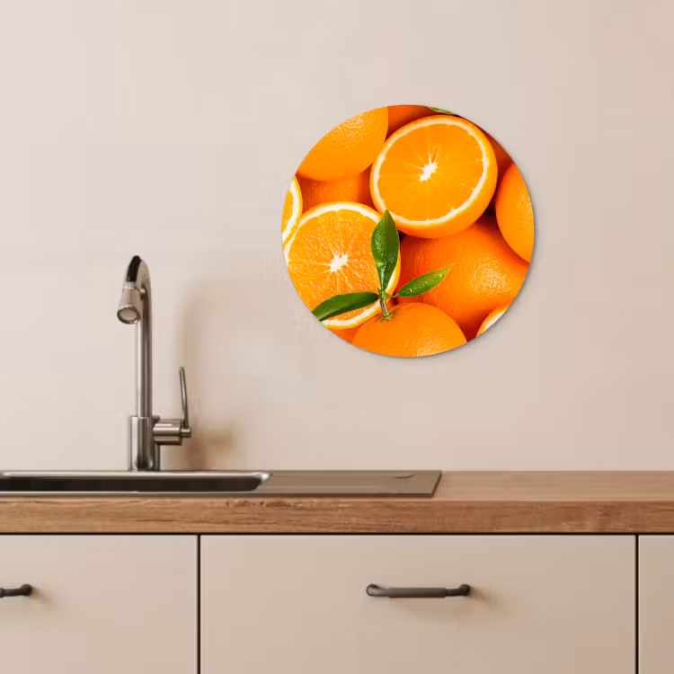 Cuadro redondo - Rayos de sol naranja — 3