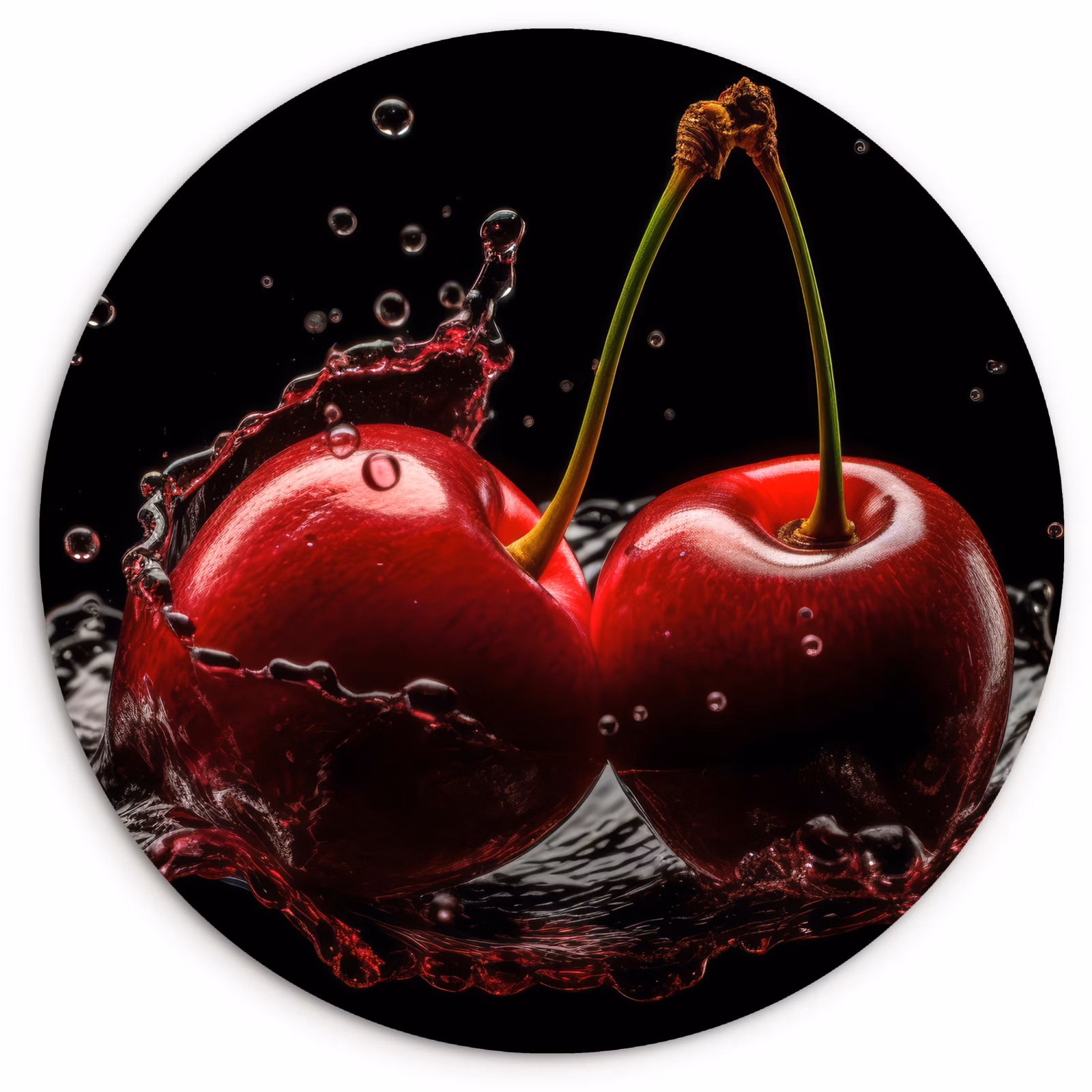 Cuadro redondo - Cereza - Rojo - Fruta - Agua - Negro — 1