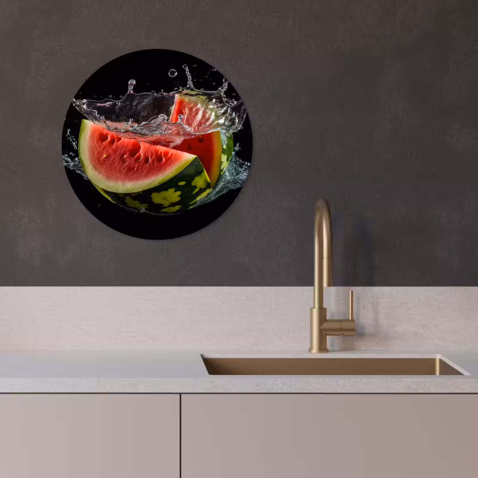 Cuadro redondo - Sandía - Negra - Agua - Fruta - Melón — 1