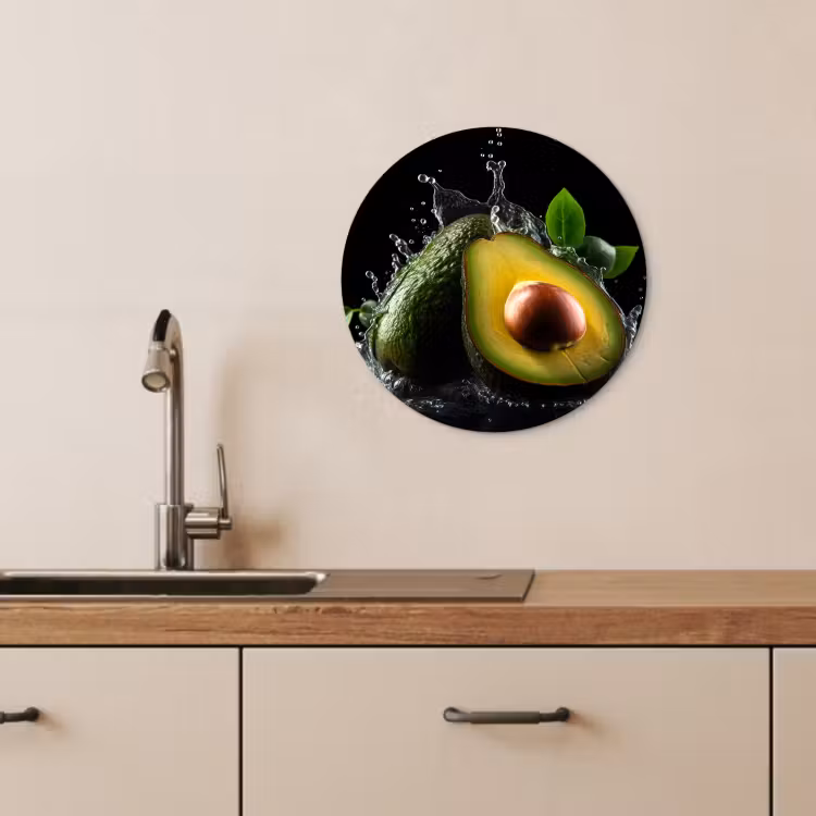 Cuadro redondo - Aguacate - Vegetal - Hoja - Agua - Negro - Verde — 3