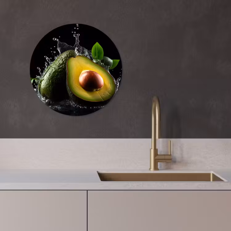 Cuadro redondo - Aguacate - Vegetal - Hoja - Agua - Negro - Verde — 4