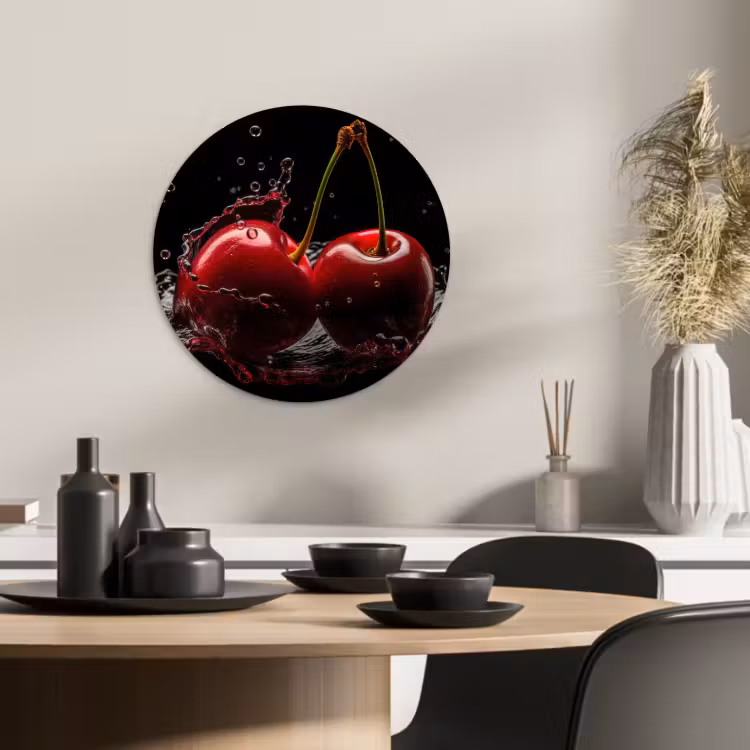 Cuadro redondo - Cereza - Rojo - Fruta - Agua - Negro — 2