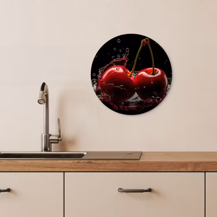 Cuadro redondo - Cereza - Rojo - Fruta - Agua - Negro — 4